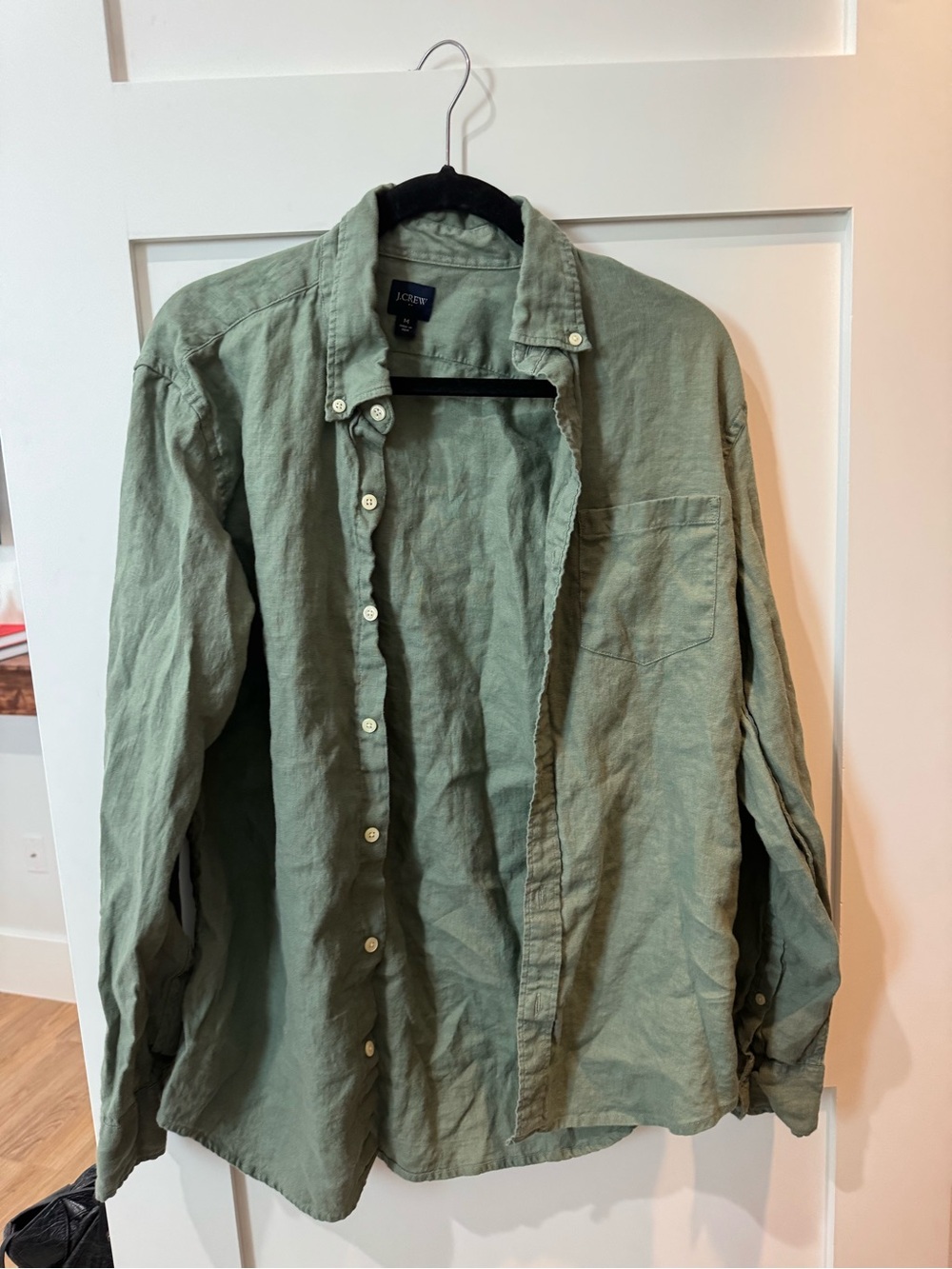 J. Crew Men's Sage Green Linen-Blend Shirt Jacket